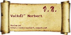 Valkó Norbert névjegykártya